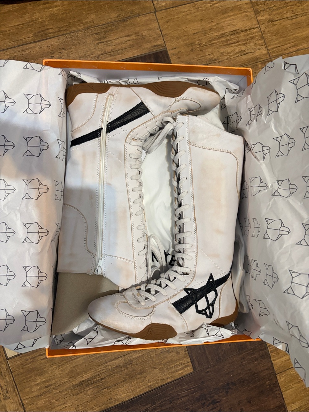 Naked Wolfe White and Black High-Top Athletic Boots